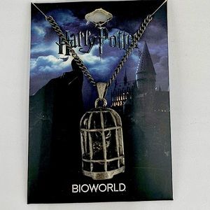 Harry Potter Pewter Hedwig in Bird Cage Pendant Necklace Bioworld Warner Bros.